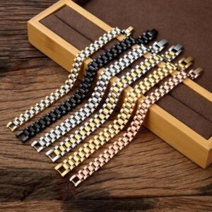 Golden Stainless Steel Hand Chain Bracelet for Boys & Men – Stylish & Durable Jewelry
